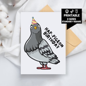 Printable Pigeon Birthday Card - Hap-Pigeon Birthday, Cute Pigeon Card, Funny Birthday Card, Funny Cards, Birthday Cards for Pigeon Lovers