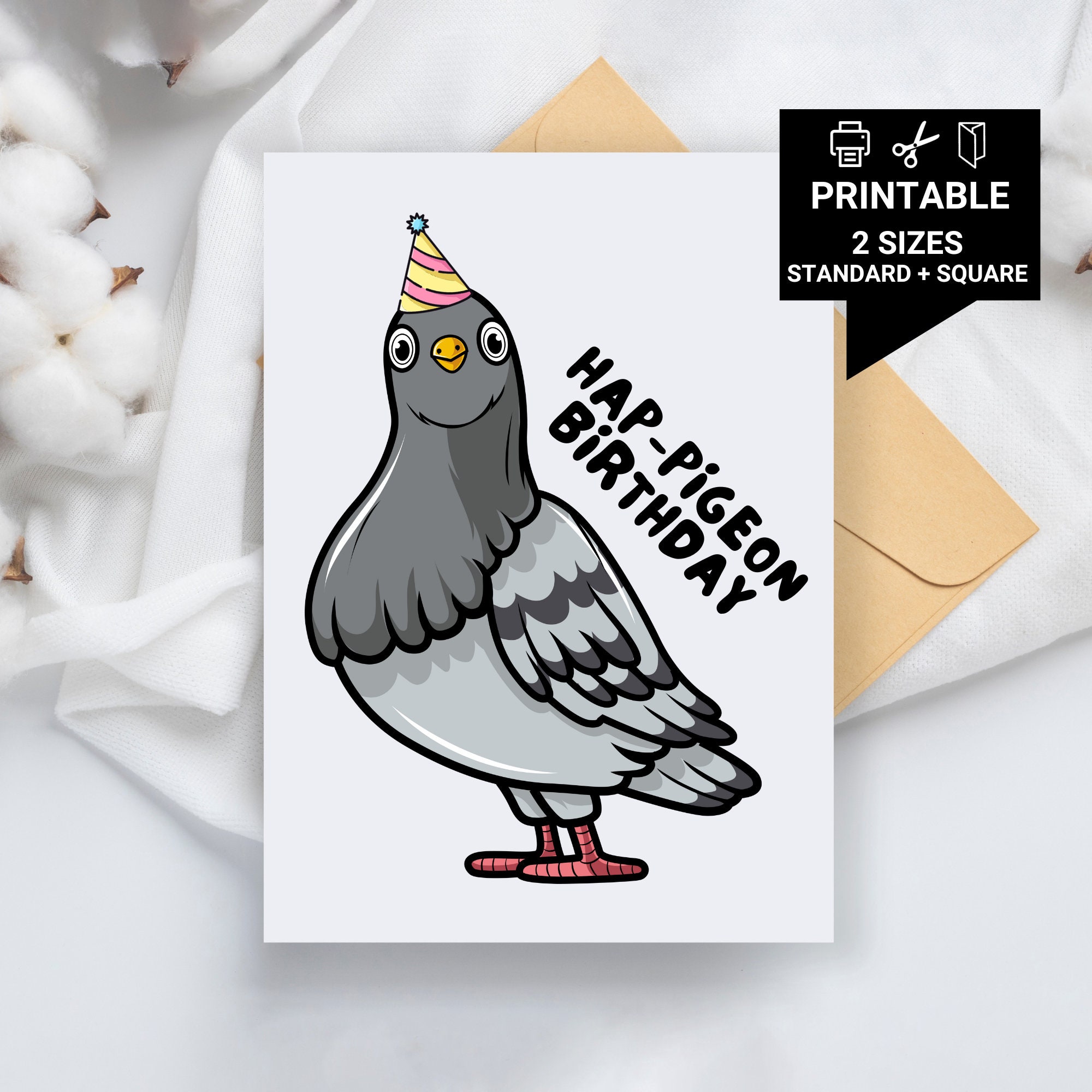 印刷可能な鳩の誕生日カード - ハッピーピジョンバースデー、かわいい鳩のカード、面白い誕生日カード、面白いカード、鳩好きのための誕生日カード -  Etsy 日本