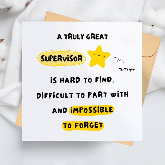 Supervisor Abschiedskarte – „A Truly Great Supervisor Is Hard To Find“, Dankeskarte Für Ruhestand Oder Weggang