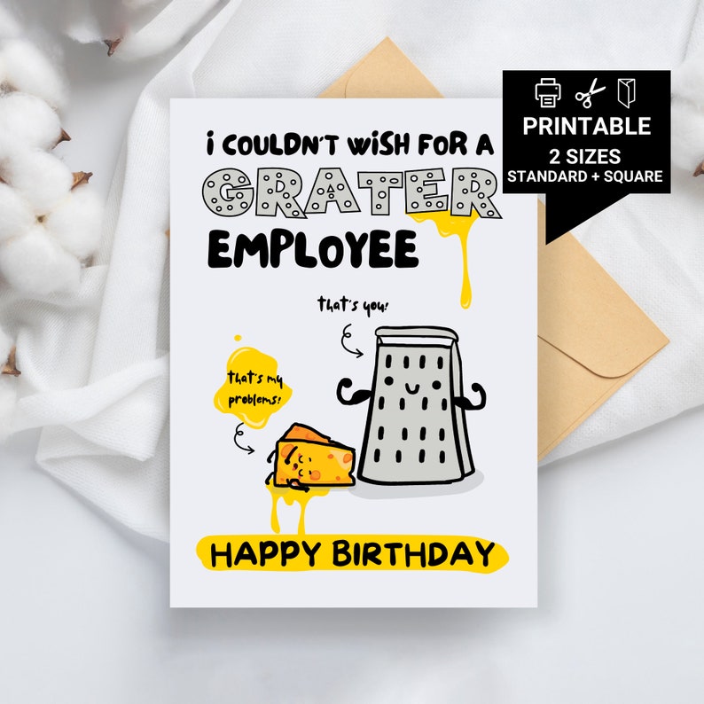 Grater Employee, Funny Printable Birthday Card, Printable Birthday Card ...