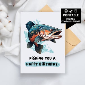 Tarjeta de cumpleaños divertida - Feliz cumpleaños pescando - Lucio - Tarjeta de cumpleaños para esposo, esposa, novio, novia, pescador