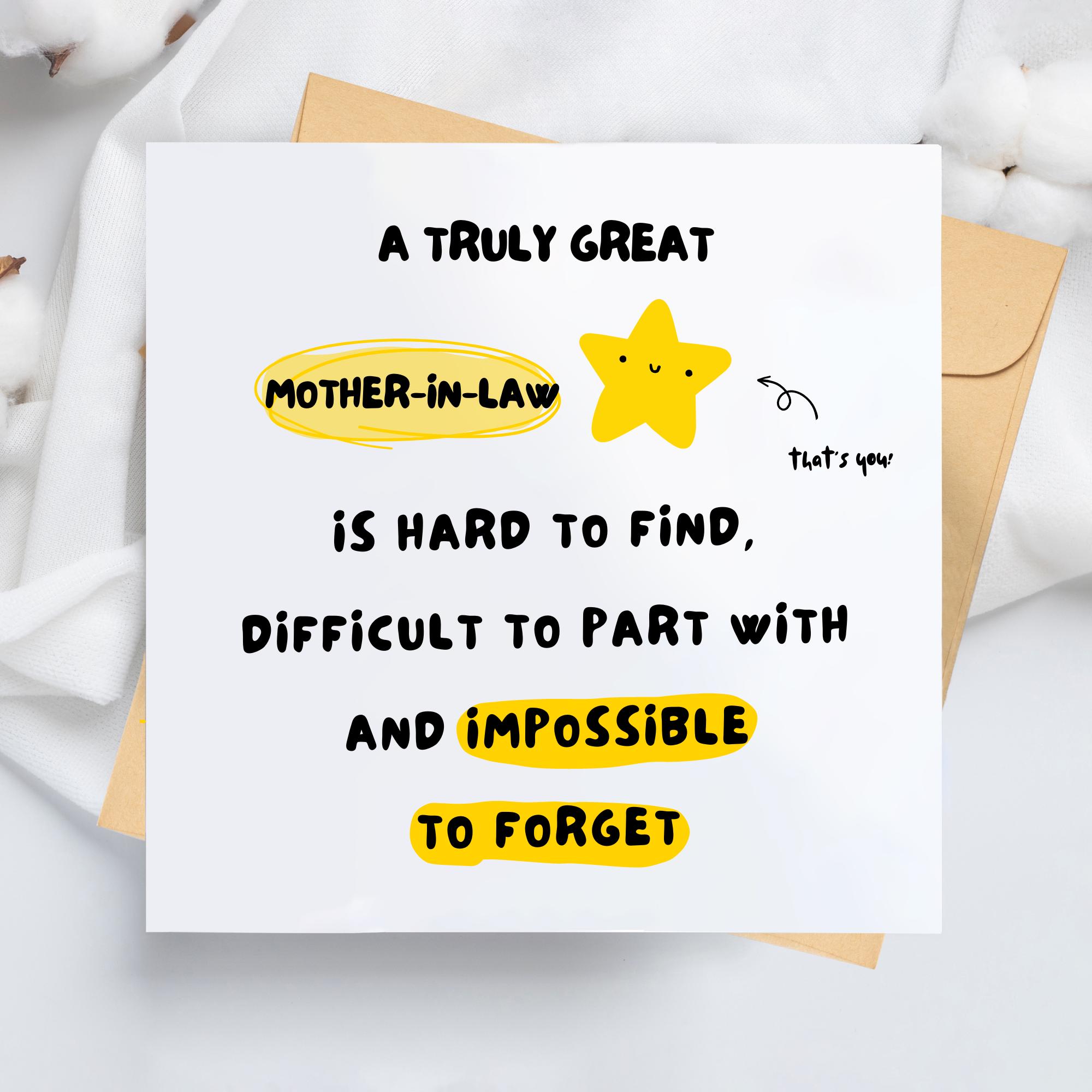 A Truly Great Mother-In-Law Is Hard To Find, Birthday Card For Mother-In-Law, Funny Mother-In-Law Card, Mother-In-Law Birthday Card