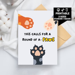 Cartão de aniversário para imprimir - Isto pede uma rodada de patas, cartão de formatura engraçado, cartão de parabéns, formatura da faculdade, cartão de novo emprego