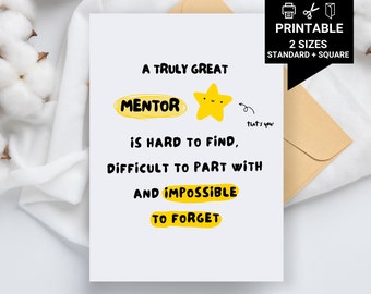 Printable Thank You Card for Mentor - Truly Great Mentor, Printable Card, Printable Thank You Cards, Printable Cards, Digital Mentor Card