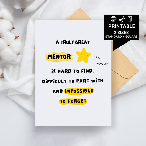 Printable Thank You Card for Mentor - Truly Great Mentor, Printable Card, Printable Thank You Cards, Printable Cards, Digital Mentor Card