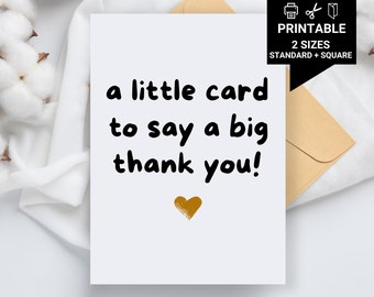 Thank You Card - Little Card To Say A Big Thank You - Printable Thank You Card, Birthday Card, Appreciation Card, Printable Card For Mentor