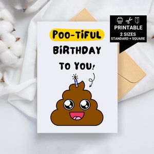 Tarjeta de cumpleaños imprimible: ¡Feliz cumpleaños con caca! Tarjeta de cumpleaños para mejor amigo, tarjeta con juego de palabras, tarjeta divertida de cumpleaños con caca.