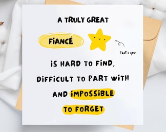 Fiancé Birthday Card, Funny Love, Square Greeting (14.5x14.5cm)
