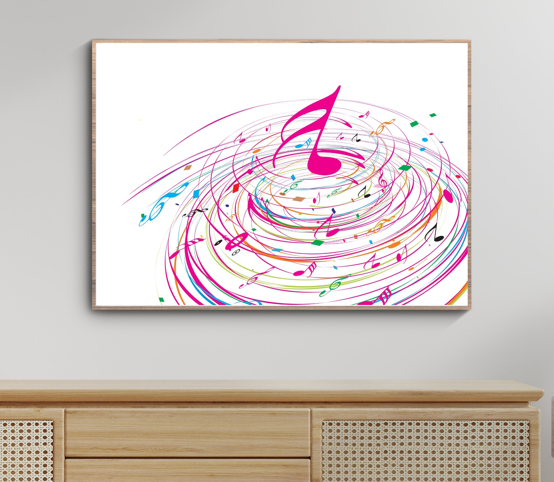Printable Musical Notes Wall Art Music Note With Wave Line Etsy