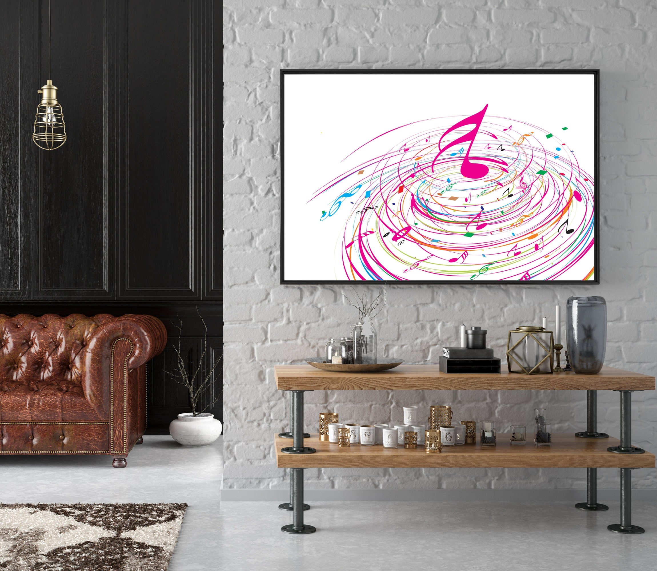 Printable Musical Notes Wall Art Music Note With Wave Line Etsy