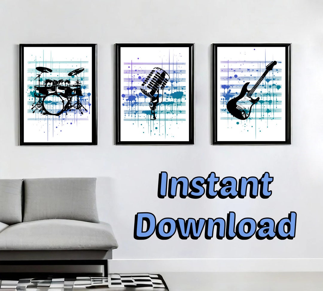 Set of 3 Music Prints, Music Art, Wall Poster, Musical Wall Art