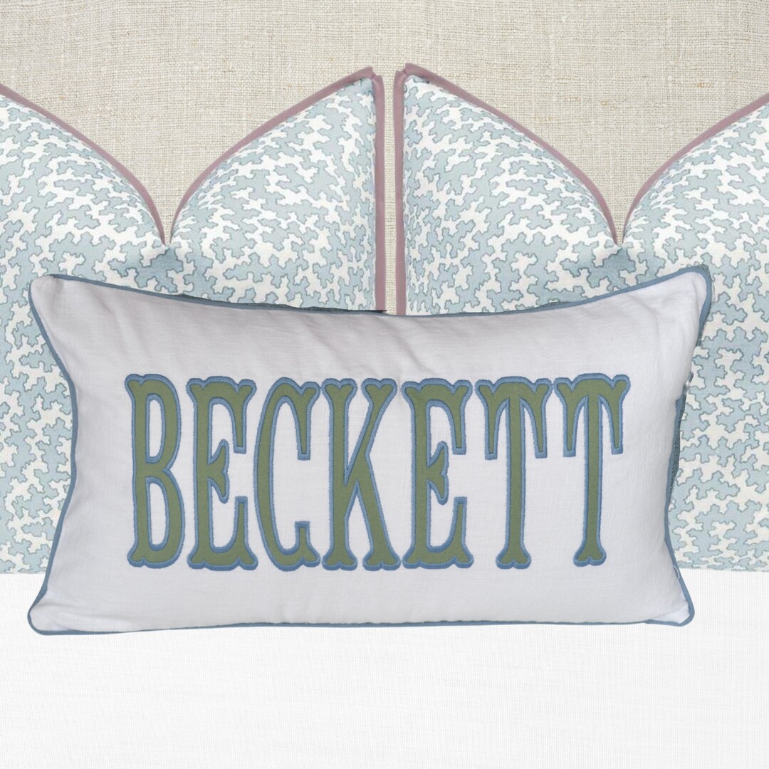 12x20 in Personalized Applique Name and Monogram Pillow Cover Etsy