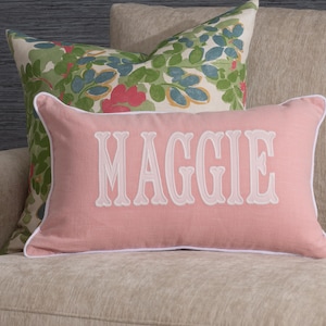 12x20 in Personalized Applique Name and Monogram Pillow Cover