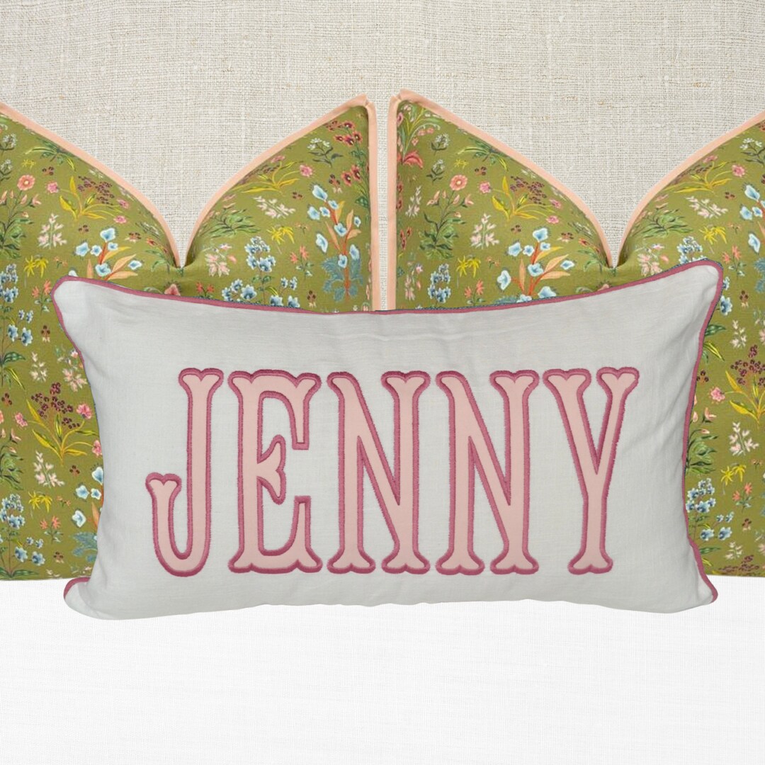 12x20 in Personalized Applique Name and Monogram Pillow Cover Etsy