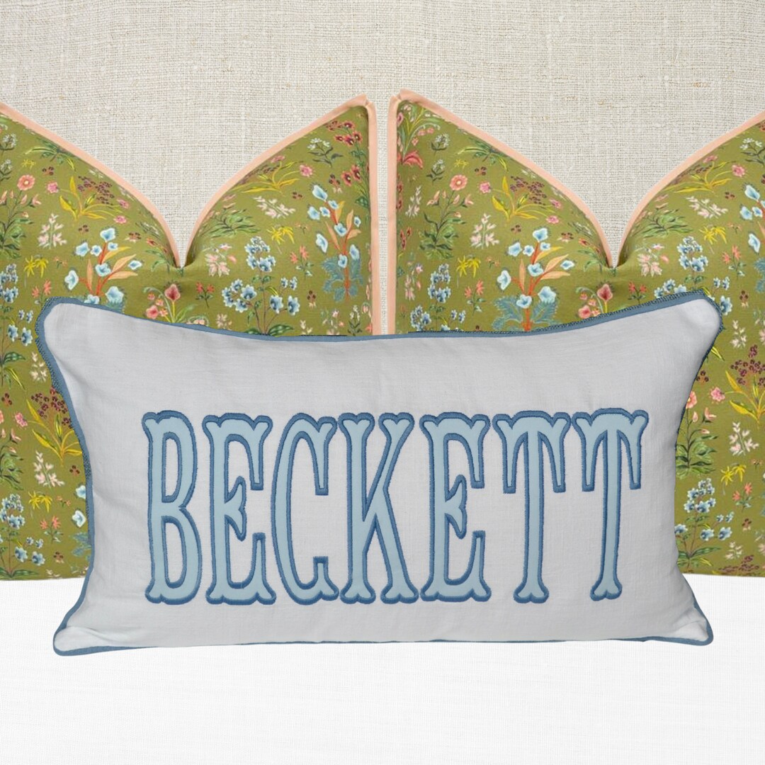 12x20 in Personalized Applique Name and Monogram Pillow Cover Etsy