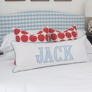 14x36 Long Lumbar Personalized Applique Name and Monogram Pillow Cover