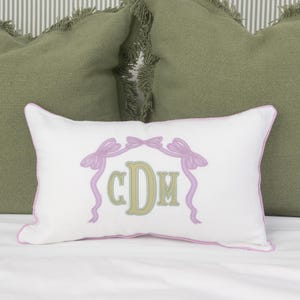12x20 in Bow Personalized Applique Monogram Pillow Cover