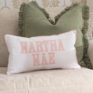 12x20 in Personalized Applique Name and Monogram Pillow Cover