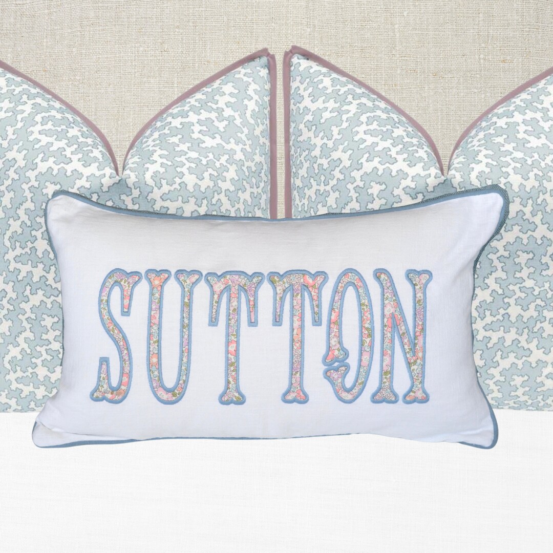 12x20 in Personalized Applique Name and Monogram Pillow Cover Etsy