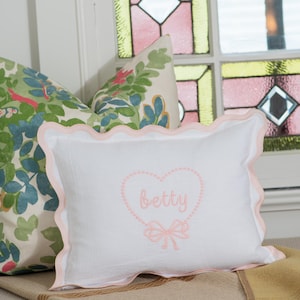 12x16 in Personalized Scalloped Embroidered Name and Monogram Pillow Cover