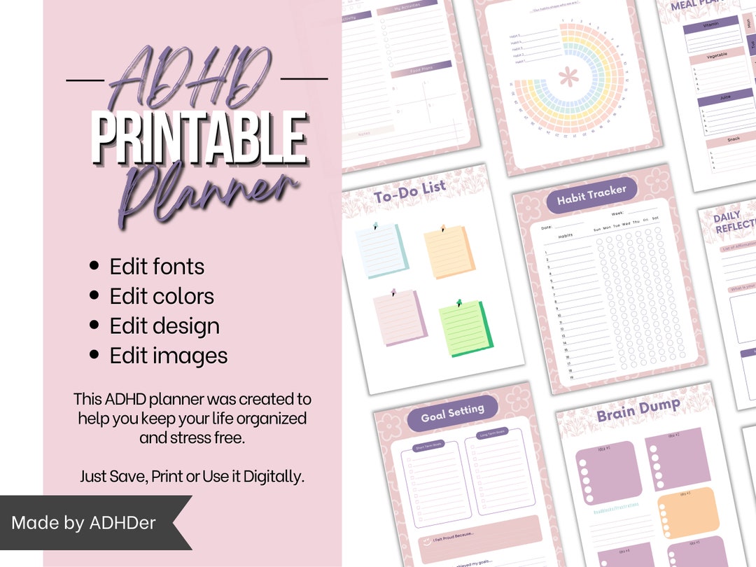 ADHD Planner ADHD Printable Template ADHD Organizer Brain Dump Etsy ADHD Planner ADHD Printable Template ADHD Organizer Brain Dump Etsy