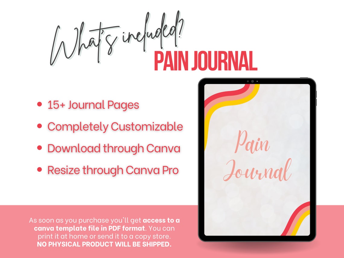 Chronic Pain Journal Template Chronic Illness Tracker Disability Chronic Pain Journal Template Chronic Illness Tracker Disability