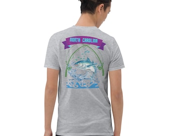 Camiseta Unisex de manga corta Pesca en Carolina del Norte