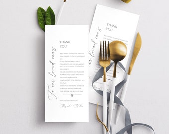 Minimalist Wedding Table Thank You | Thank You Napkin Note | Printable and Editable Thank You Card | Minimalist Place Setting Thank You |