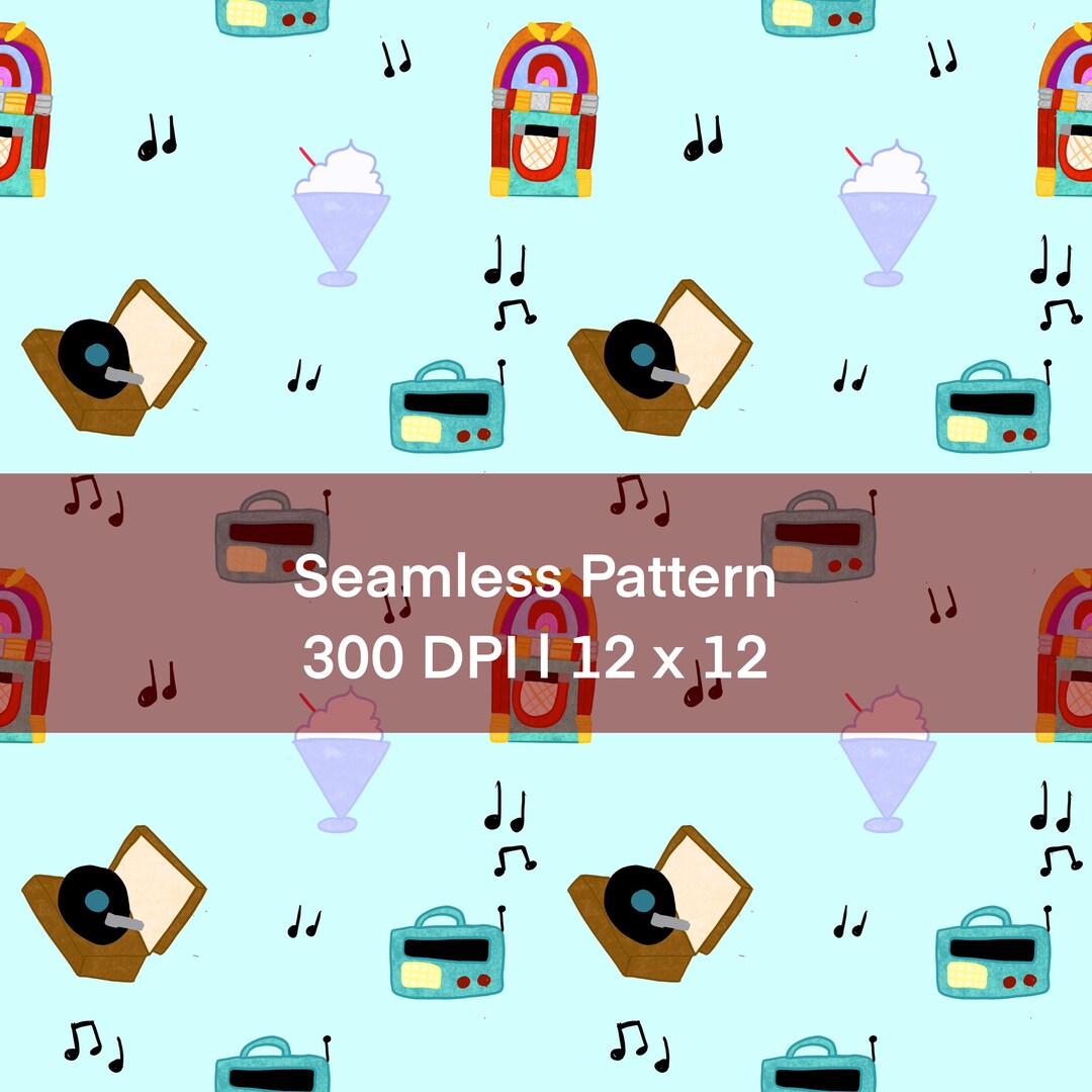Jukebox Saturday Night Vintage Seamless Pattern - Etsy