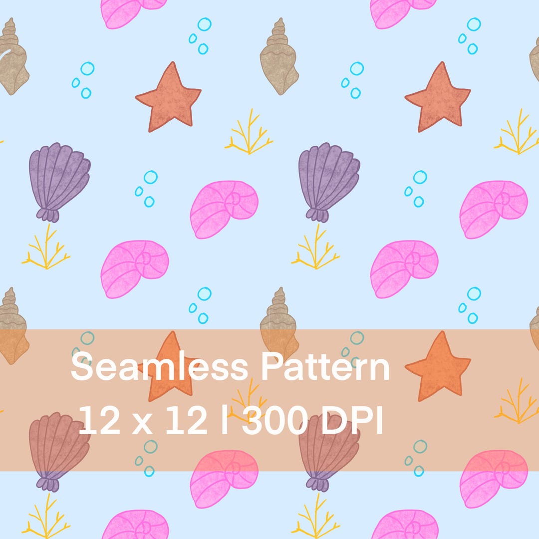 Seashell Seamless Pattern – Coastal Beach Fabric Design (digital Paper ...