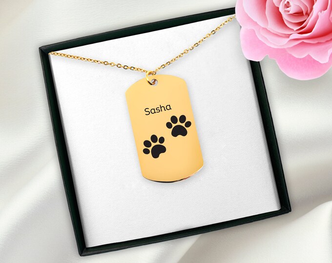 Personalized Pet Jewelry, Pet Paw, Dog Portrait Necklace, Engraved Pawprint, Pet Memorial Jewelry, Pet Jewelry, Pert Lover