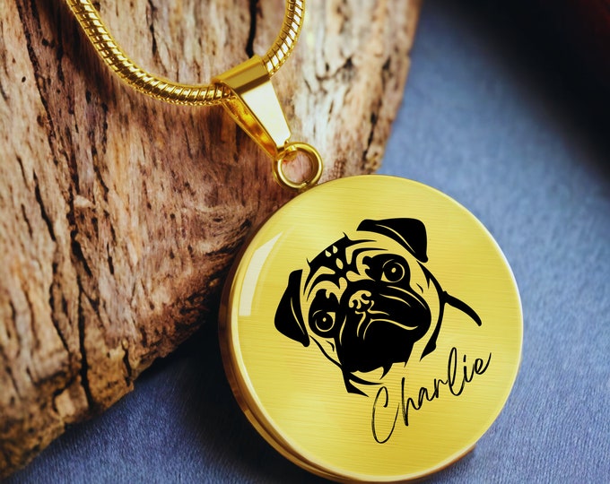 Personalized Pet Jewelry for Dog Mom, Pet Portrait Custom, Dog Portrait Necklace, Engraved Portrait from Photo, Pet Memorial Jewelry