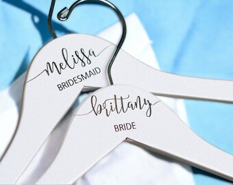 Personalized Bridesmaid Hangers - Wedding Hanger - Wooden Engraved Hanger - Bridal Dress Hanger - Wedding Name Hangers