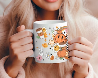 Halloween Retro-Inspired Mug, Spooky Mug, Pumpkin Patch Mug, Halloween Mug, Spooky Season Mug,  Coffee Tea Lovers Gift, Pumpkin Mug Gift