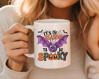 Herbst Happy Halloween Becher, Es ist die Jahreszeit, gruselig zu sein, Halloween-Fledermaus-Becher, Halloween-Kaffeetasse, gruselige Fledermaus-Becher, niedlicher Halloween-Becher