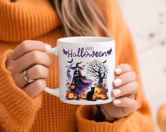 Halloween Witch Mug, Fall Halloween, Halloween Mug, Witchy Gifts, Halloween Witch Themed Mug, Pumpkin Mug Gift, Coffee Tea Lovers Gift