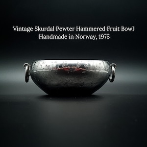 Vintage Skurdal Pewter Hammered Fruit Bowl – Handmade in Norway, 1975.