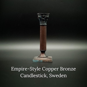 Candeliere antico in stile impero / Rame patinato e bronzo / 1830-1840 Svezia