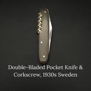 Coltellino tascabile a doppia lama e cavatappi Knivbolaget vintage, Svezia anni '30
