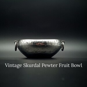 Vintage Skurdal Pewter Hammered Fruit Bowl – Handmade in Norway, 1975.