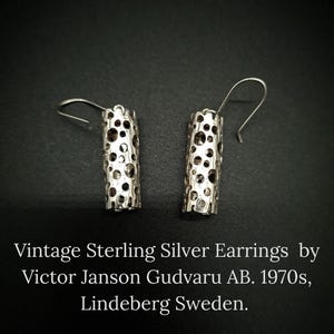 Vintage Sterling Silver Earrings  by Victor Janson Gudvaru AB. 1970s, Lindeberg Sweden.