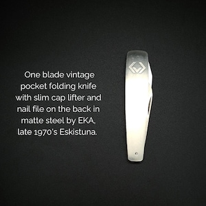 Vintage 1970s EKA Eskilstuna Folding Pocket Knife - Single Blade with Cap Lifter and Nail File