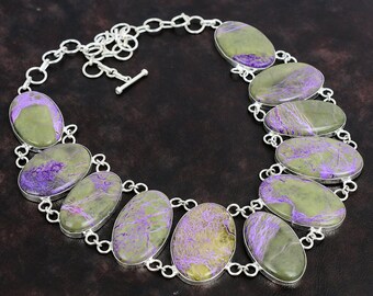 Purpurite Gemstone Handgemaakte / 925 Sterling Zilveren Ketting / 925 Gestempelde Edelsteen / Natuurlijke Purpurite Ketting Cadeau voor liefde