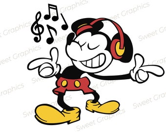 Mickey Mouse Headphones SVG, Music Clipart (Digital Files)