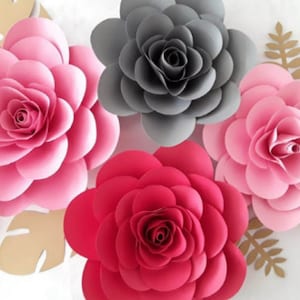Camellia Paper Flowers Svg template, Digital file for cricut