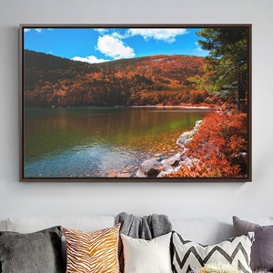 Acadia National Park Canvas Art: Autumn Mountain Lake Scene