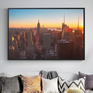 NYC Panoramic Skyline Night Art | New York City Wall Art | Urban Skyline Print | Nighttime Cityscape | Home Decor | Art Gift | Modern Home
