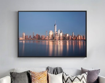 New York City Manhattan Canvas Wall Art Sunset Light Reflection Canvas By MXNY - Large Gallery Wrapped Canvas Art Print With/Without Frame