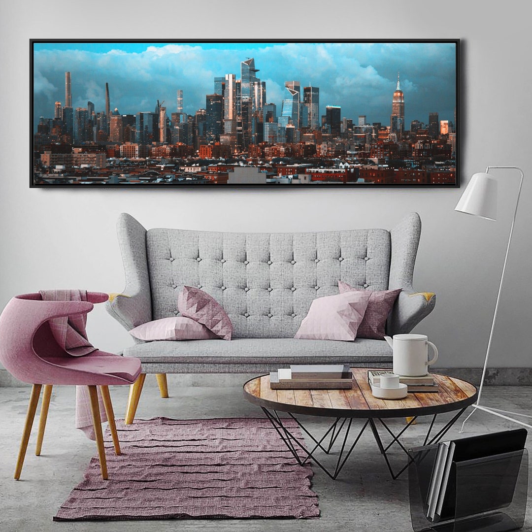 New York City Skyline Canvas Print: Manhattan Evening Panoramic Wall ...
