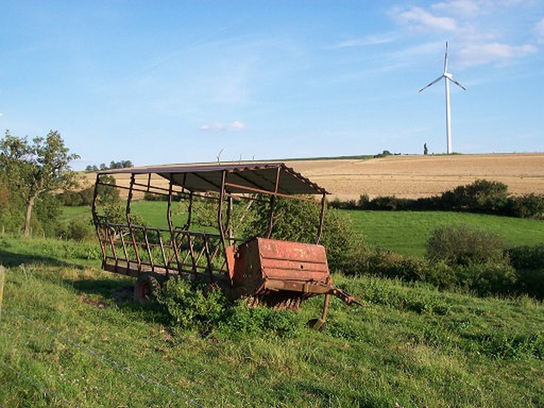 Nature Image With Hay Cart and Windmill - Etsy